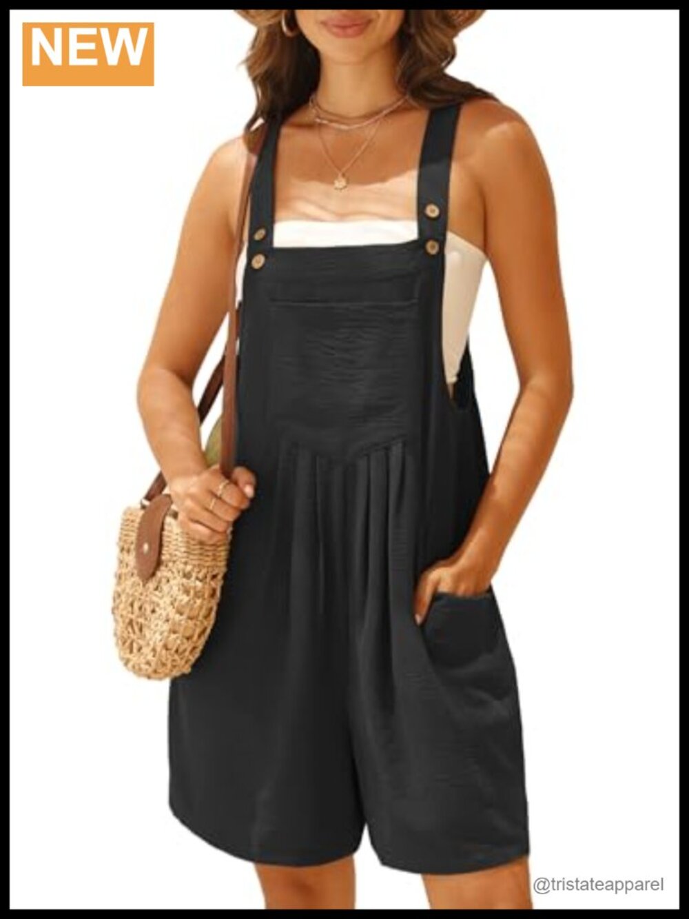 Women's Sleeveless Square Neck Romper Adjustable Straps Short Overalls